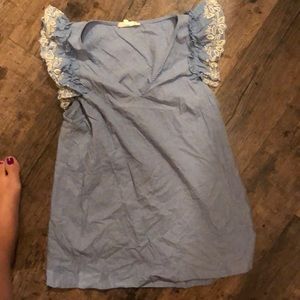 Blue top with lace sleeve